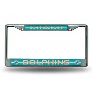 Miami Dolphins Glitter Chrome License Plate Frame 